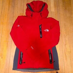 The North Face Summit Series Red and Gray Hooded Jacket